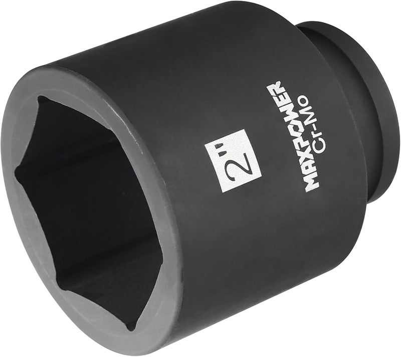 Max Power 3/4 Inch Drive 2 inch Deep Impact Socket with 6-Point Design, Made with Heat-Treated Chrome Molybdenum Steel, SAE - Image 1